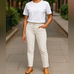 Calvin Klein Cream Straight Leg Jeans Timeless Elegance